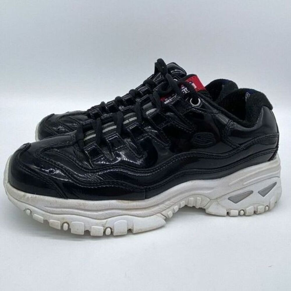 Skechers Shoes Womens 8.5 Black Leather Energy Thriller Knight Sneakers Ladies